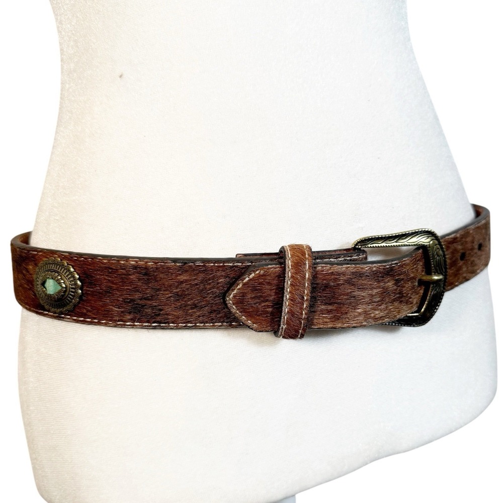 Shyanne Calf Hair Concho Leather Western Belt Women's Size Small